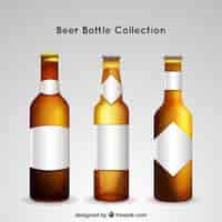 Vector gratuito colección realista de botellas de cerveza