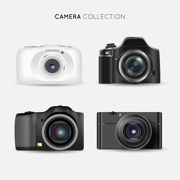 Colección realista de cámaras modernas