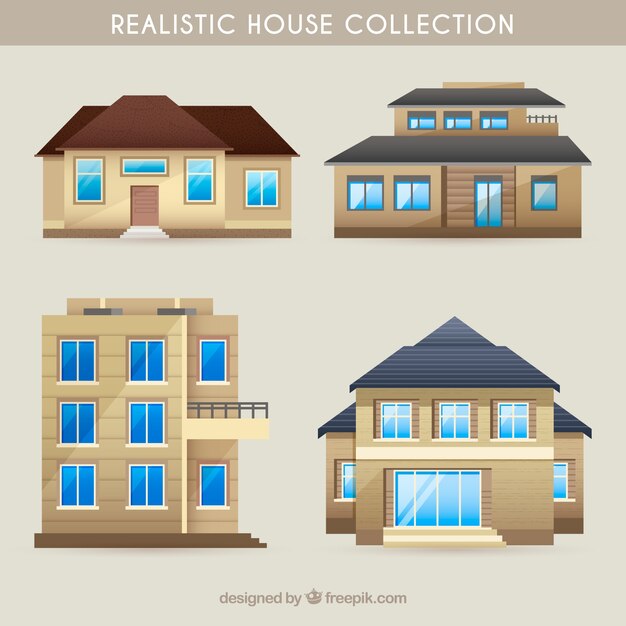 Colección realista de casas modernas