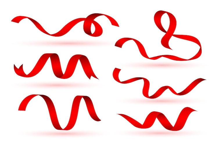 Vector gratuito colección de realista cinta de cinta roja pancarta para la decoración de navidad