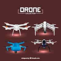 Vector gratuito colección realista de cuatro drones