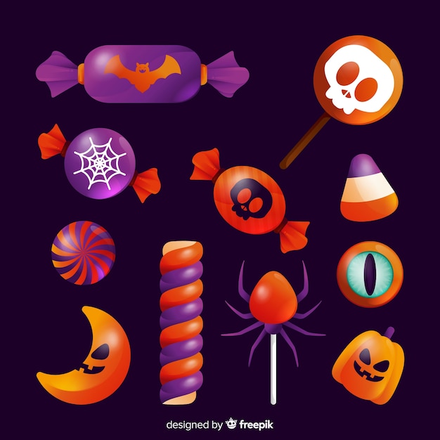 Vector gratuito colección realista de dulces de halloween