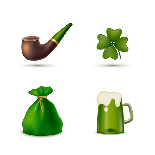 Vector gratuito colección realista de elementos de celebración del día de san patricio