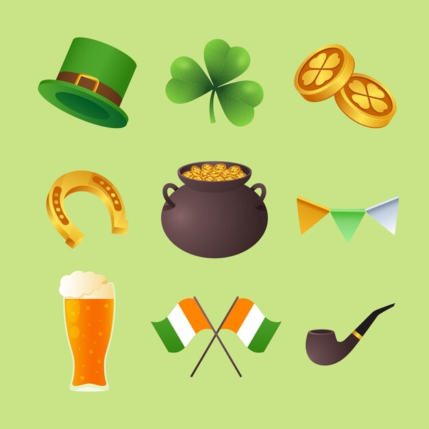 Colección realista de elementos de diseño de celebración del día de san patricio
