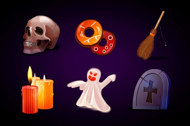 Colección realista de elementos de halloween