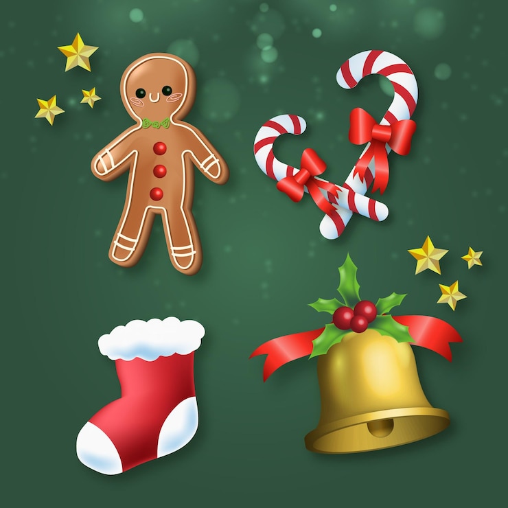 Vector gratuito colección realista de elementos navideños