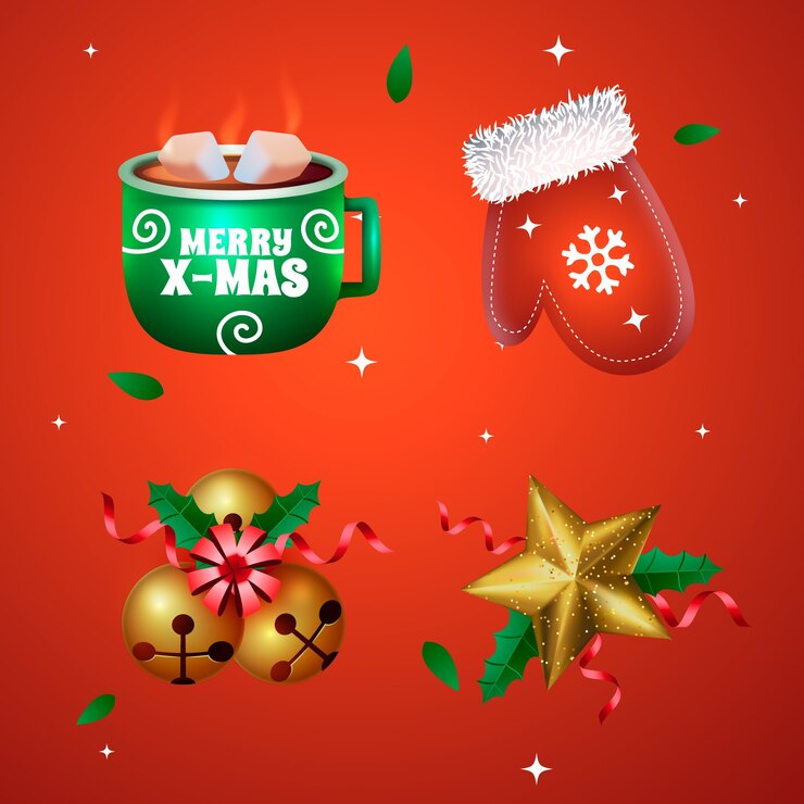 Vector gratuito colección realista de elementos navideños