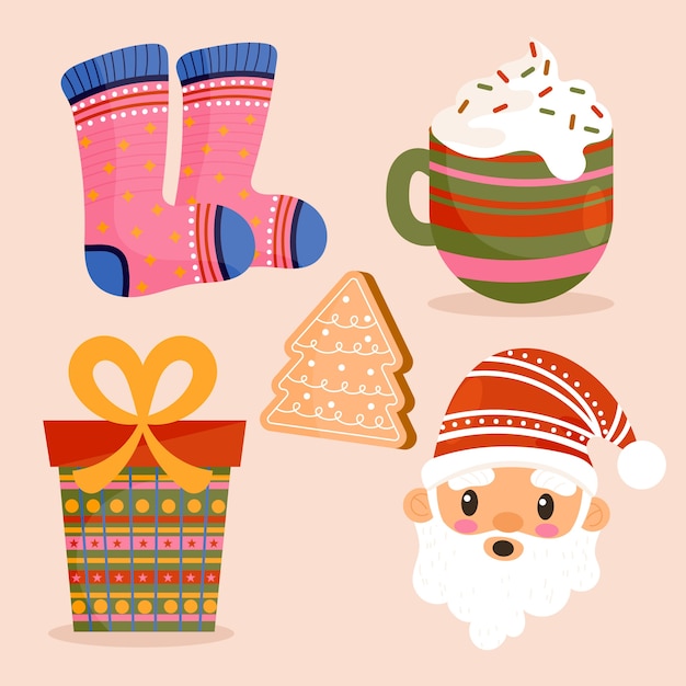 Colección realista de elementos navideños