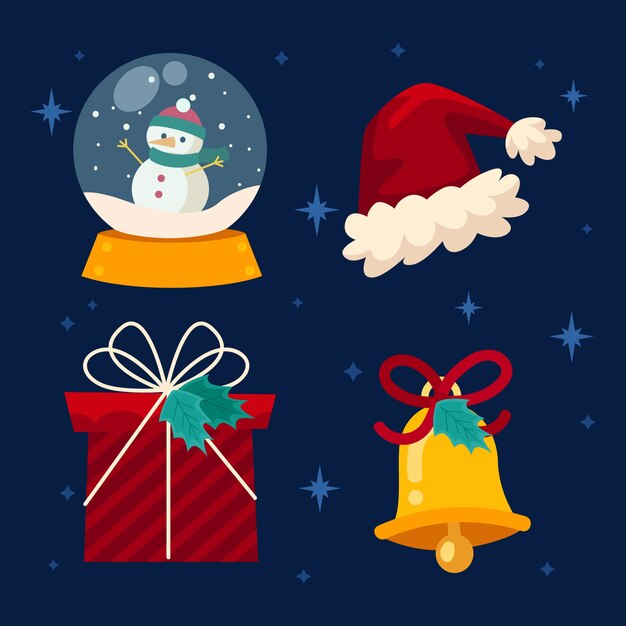 Colección realista de elementos navideños