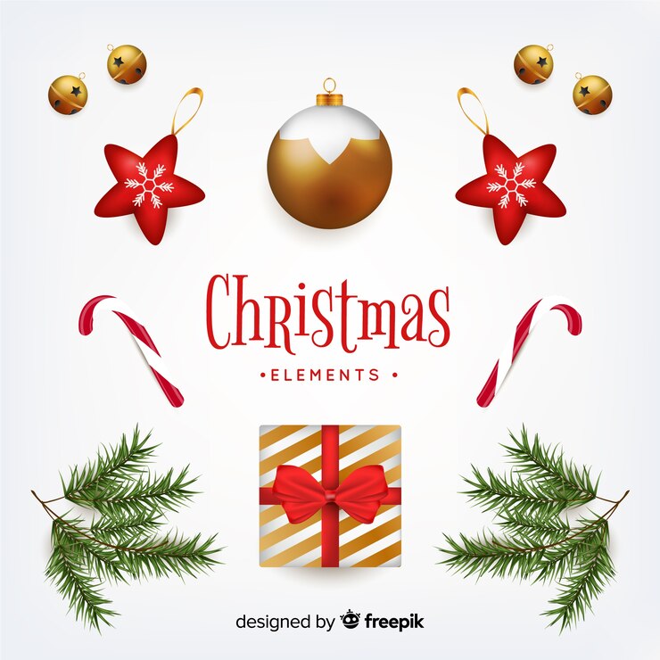 Vector gratuito colección realista de elementos navideños