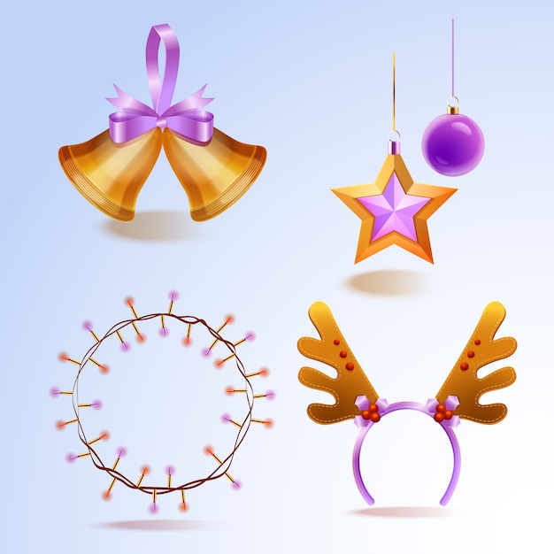 Colección realista de elementos navideños