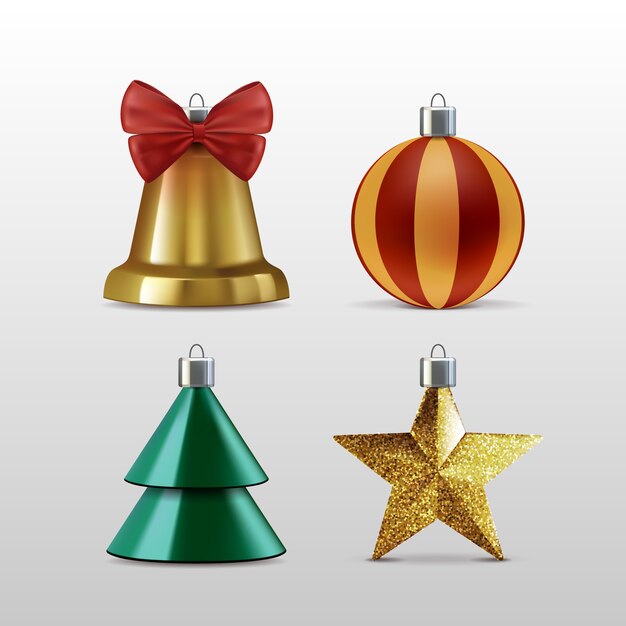 Colección realista de elementos navideños