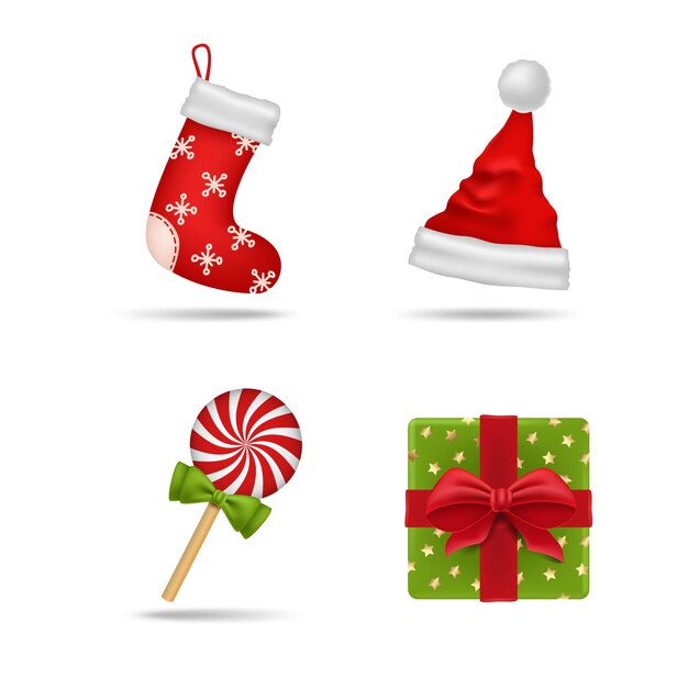 Colección realista de elementos navideños