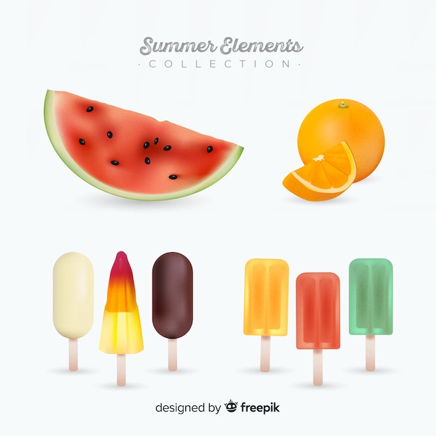 Vector gratuito colección realista de elementos de verano