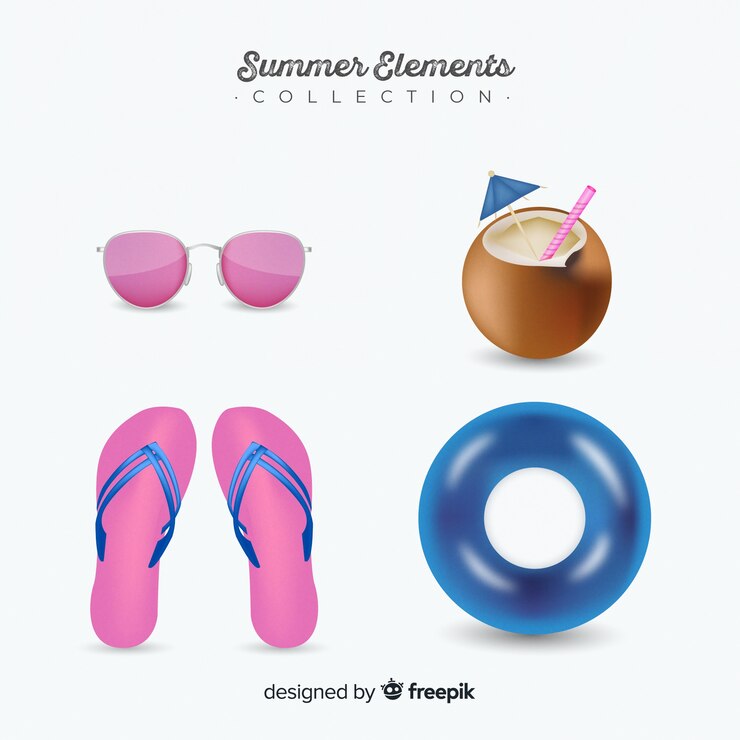 Vector gratuito colección realista de elementos de verano