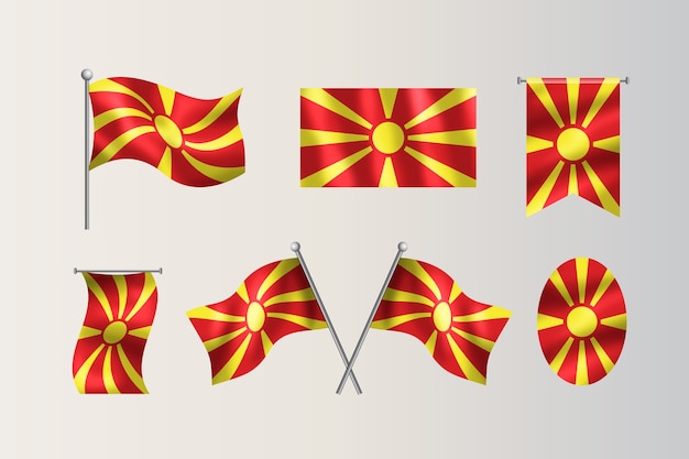 Vector gratuito colección realista del emblema nacional de macedonia
