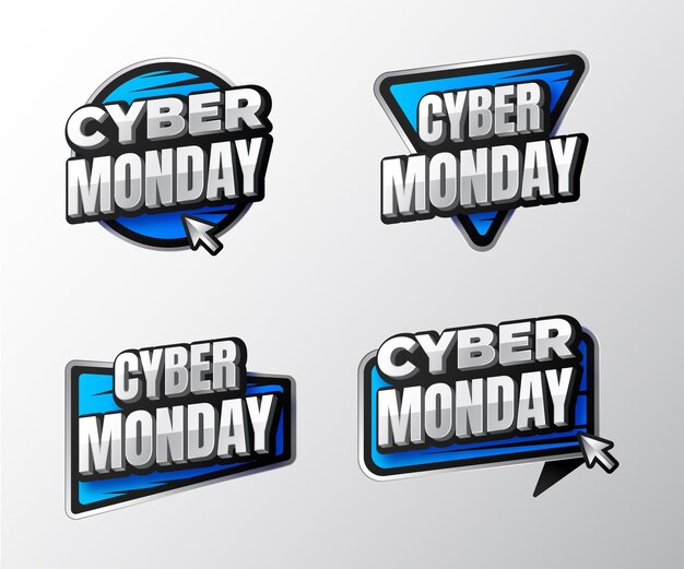 Colección realista de etiquetas cyber monday
