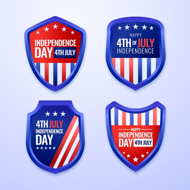 Colección realista de etiquetas y logos del 4 de julio