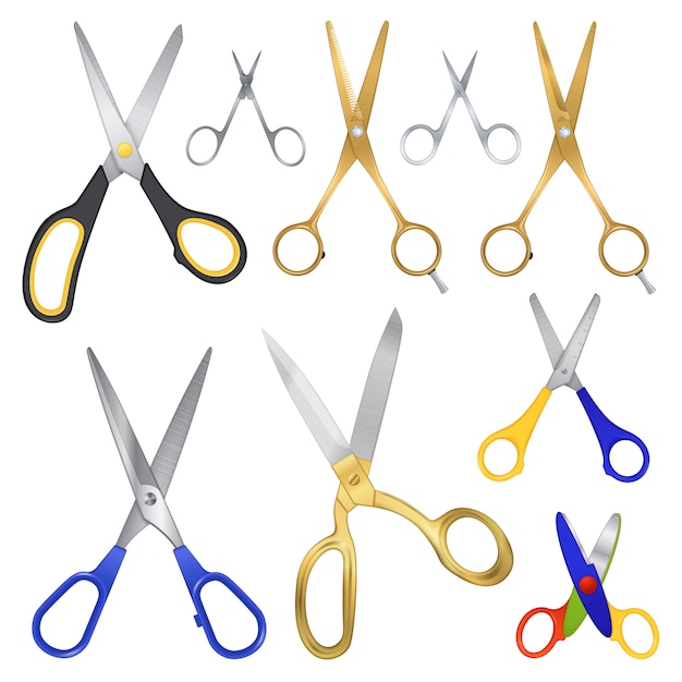 Vector gratuito colección realista de la familia scissor