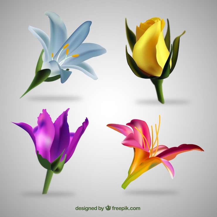 Vector gratuito colección realista de flores de primavera