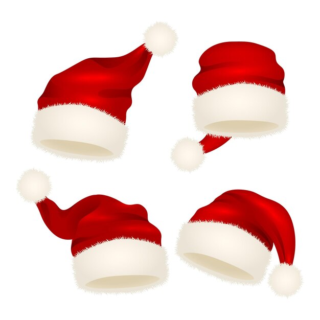 Colección realista de gorros de santa