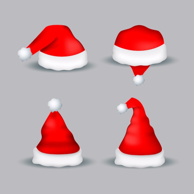 Colección realista de gorros de santa