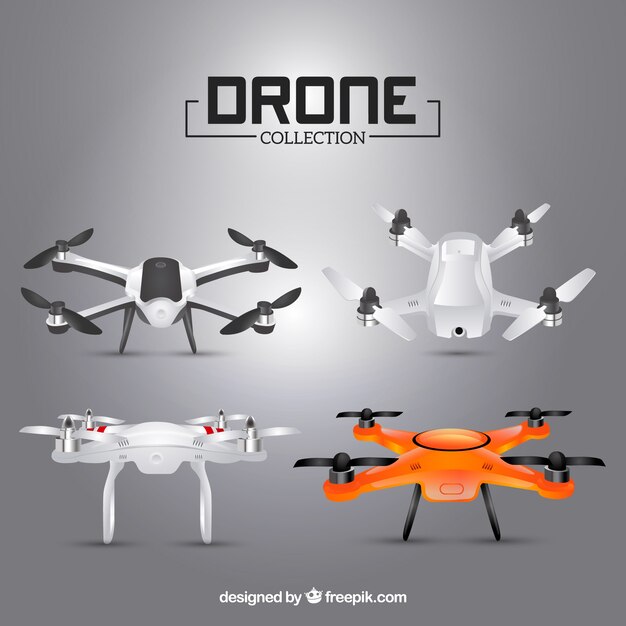 Colección realista gris de drones