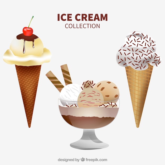 Vector gratuito colección realista de helados deliciosos