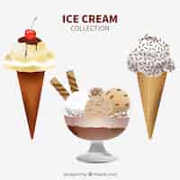 Vector gratuito colección realista de helados deliciosos