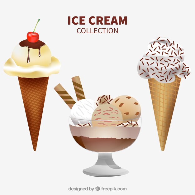 Colección realista de helados deliciosos