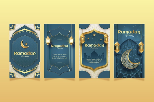 Vector gratuito colección realista de historias de ig de ramadán