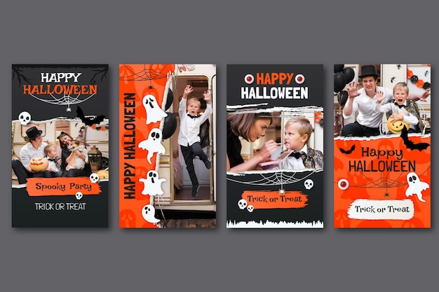 Colección realista de historias de instagram de halloween