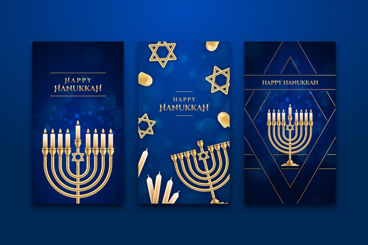 Vector gratuito colección realista de historias de instagram de hanukkah