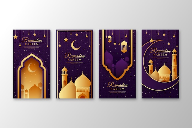 Vector gratuito colección realista de historias de instagram de ramadán