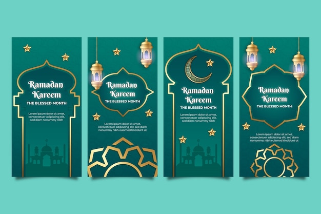 Colección realista de historias de instagram de ramadán