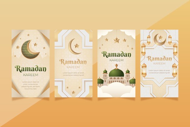 Colección realista de historias de instagram de ramadán