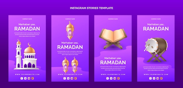 Vector gratuito colección realista de historias de instagram de ramadán