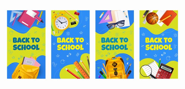 Colección realista de historias de instagram de regreso a la escuela