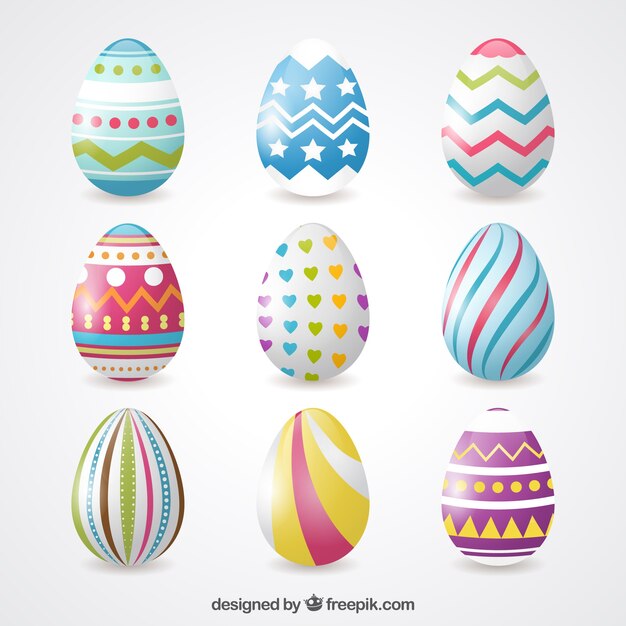 Colección realista de huevos del día de pascua