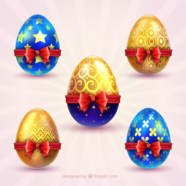 Vector gratuito colección realista de huevos del día de pascua