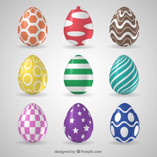 Colección realista de huevos del día de pascua