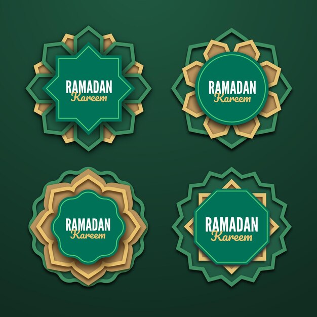 Colección realista de insignias de Ramadán