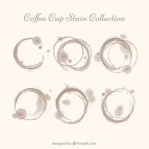 Colección realista de manchas de taza de café