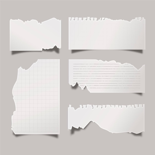 Vector gratuito colección realista de papel rasgado