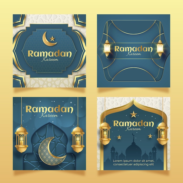 Colección realista de publicaciones de ig de ramadán