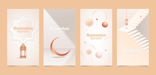 Colección realista de publicaciones de ig de ramadán