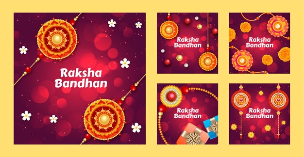 Vector gratuito colección realista de publicaciones de instagram para la celebración del festival raksha bandhan