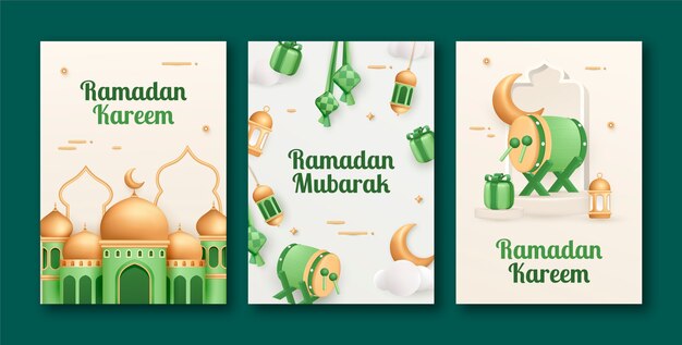 Colección realista de tarjetas de felicitación de ramadán