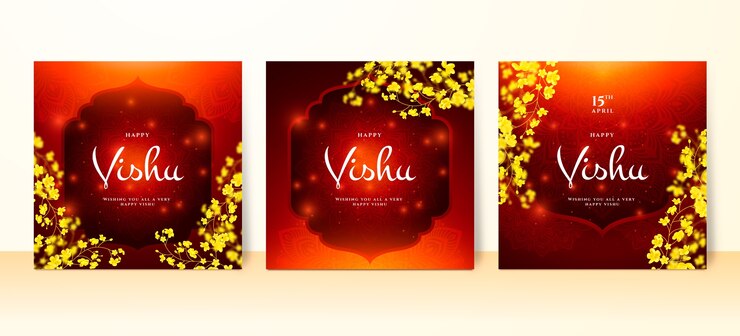 Vector gratuito colección realista de tarjetas de felicitación vishu
