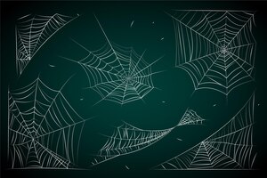 Vector gratuito colección realista de telas de araña de halloween